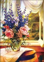 Stickpackung Needleart World - Blumen am Fenster 59x83 cm