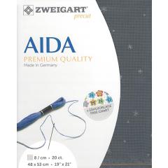 Zweigart Aida Precut 20ct - 48x53 cm Farbe 7459 Sparkle grau-silber