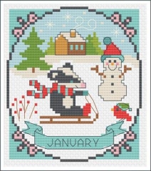 Stickvorlage Tiny Modernist Inc - Year Of Animal Fun & Frolics January