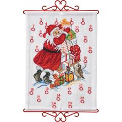 Permin Stickpackung - Adventskalender Weihnachtsmann mit Schlitten 32x44 cm