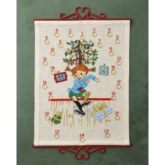 Adventskalender Pippi Langstrumpf unter dem Christbaum - Permin of Copenhagen (Stickpackung)