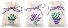 Vervaco Stickpackung - Geschenksäckchen Provence 3er-Set