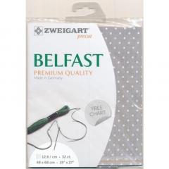 Zweigart Belfast Precut 32ct - 48x68 cm Farbe 7349 Petit Point grau-weiß