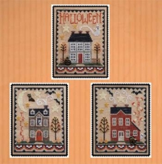 Stickvorlage Waxing Moon Designs - Halloween House Trio