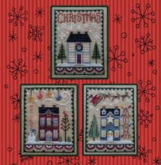 Stickvorlage Waxing Moon Designs - Christmas House Trio