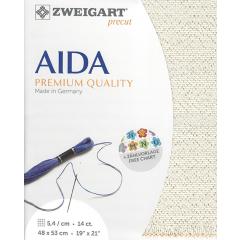 Zweigart Aida Precut 14ct - 48x53 cm Farbe 118 natur-gold-lurex