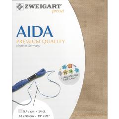 Zweigart Aida Precut 14ct - 48x53 cm Farbe 3009 Vintage milchkaffee