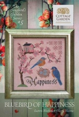 Stickvorlage Cottage Garden Samplings - Songbird's Garden 5 - Bluebird Of Happiness