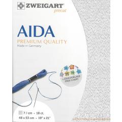 Zweigart Fein-Aida 18ct - Farbe 17 weiß-silber-lurex (Precut 48x53 cm)