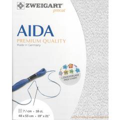 Zweigart Aida Precut 18ct - 48x53 cm Farbe 17 weiß-silber-lurex