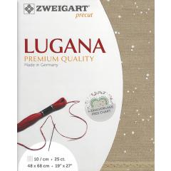Zweigart Lugana Precut 25ct - 48x68 cm Farbe 7449 Splash taupe-weiß