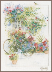 Lanarte Stickbild Fahrrad & Blumen 29x39 cm