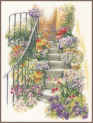Lanarte Stickpackung - Treppe mit Blumen