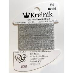 Kreinik Very Fine Braid #4 001 - Silver