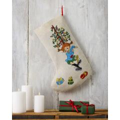 Weihnachtsstiefel Pippi Langstrumpf tanzt - Permin of Copenhagen (Stickpackung)