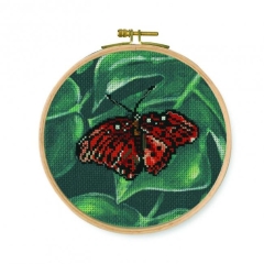 Stickpackung DMC - Schmetterling rot 15,5x15,5 cm