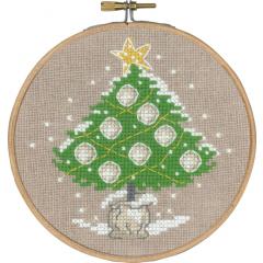 Permin of Copenhagen Stickpackung - Baum mit Weihnachtskugeln mit Stickring