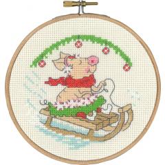 Permin of Copenhagen Stickpackung - Schlittenschwein mit Stickring