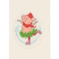 Permin of Copenhagen Stickpackung - Passepartoutkarte Schwein mit Weihnachtsmütze