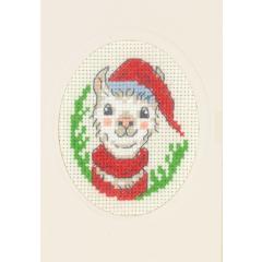 Permin of Copenhagen Stickpackung - Passepartoutkarte Alpaka mit Weihnachtsmütze