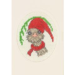 Permin of Copenhagen Stickpackung - Passepartoutkarte Strauss mit Weihnachtsmütze