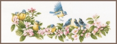 Lanarte Stickbild Kirschblüten & Blaumeisen 61x26 cm
