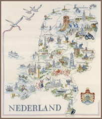 Lanarte Stickbild Landkarte Niederlande 66x69 cm