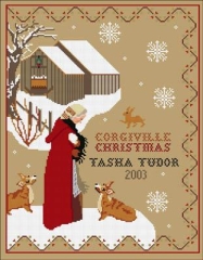 Stickvorlage Twin Peak Primitives - Tasha Tudor Corgiville Christmas