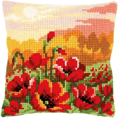 Vervaco Verachtert - Kreuzstichkissen Mohnblumen