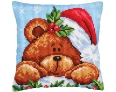 Kreuzstichkissen Collection d'Art - Christmas with a Teddy Bear