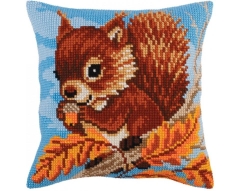 Kreuzstichkissen Collection d'Art - Squirrel with a Nut