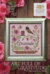 Stickvorlage Cottage Garden Samplings - Songbird's Garden 12 Heart Full Of Gratitude