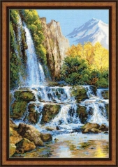 Stickpackung Riolis - Landscape with Waterfall 40x60 cm