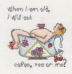 Stickvorlage MarNic Designs - When I Am Old I Will Ask Coffee, Tea or Me?
