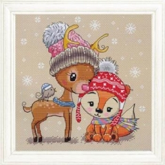 Stickvorlage Les Petites Croix De Lucie - Cute Deer Fox And Friend