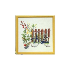 Stickpackung Oehlenschläger - Fahrrad am Gartenzaun 32x32 cm