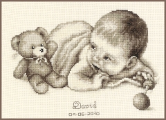 Vervaco Verachtert - Geburtsbild Baby mit Teddy
