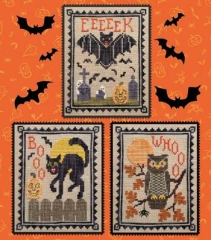 Stickvorlage Waxing Moon Designs - Halloween Critter Trio