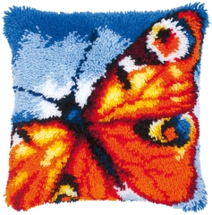 Knüpfkissen Vervaco - Schmetterling orange 40x40 cm