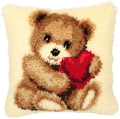 Knüpfkissen Verachtert/Vervaco - Teddybär mit Herz
