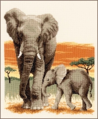 Vervaco Stickbild Elefanten 26x30 cm