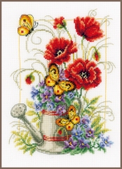 Vervaco Verachtert - Stickbild Gießkanne mit Blumen