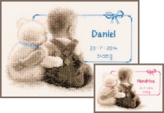 Vervaco Stickpackung - Geburtsbild Baby mit Teddy