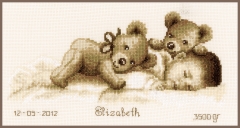 Vervaco Geburtsbild Baby mit Teddybären 30x16 cm
