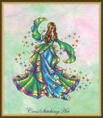 Stickvorlage Cross Stitching Art Iris, The Rainbow Maiden