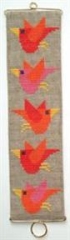 Fremme Stickpackung - Band Vögel rot 9x24 cm