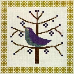 Fremme Stickpackung - Vogel im Baum 15x15 cm
