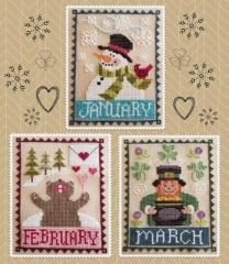 Stickvorlage Waxing Moon Designs - Monthly Trios - January, February, March
