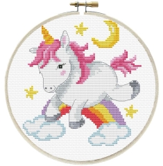 Stickpackung Needleart World - Unicorn Frolic mit Stickring