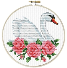 Stickpackung Needleart World - Rose Swan mit Stickring